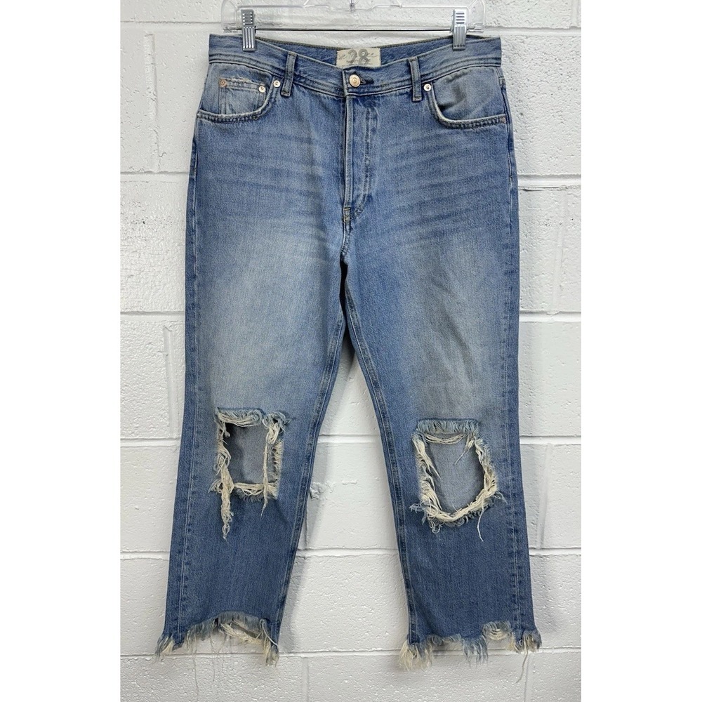 Free People We The Free‎ Maggie Straight Leg Blue Distressed / Women's 28